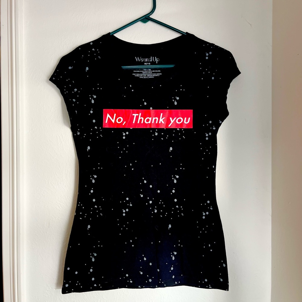 No Thank You T-shirt Red and Black | Wound Up | Medium